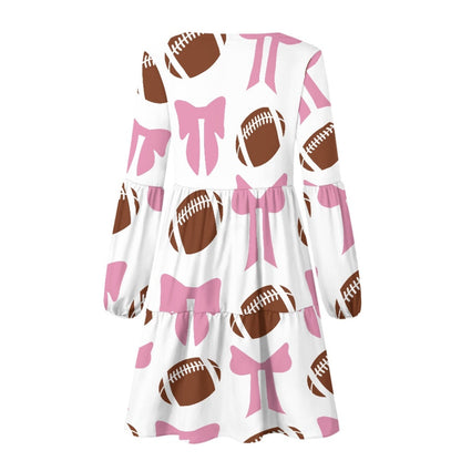 Pink Bow Rugby Long Sleeve Dress