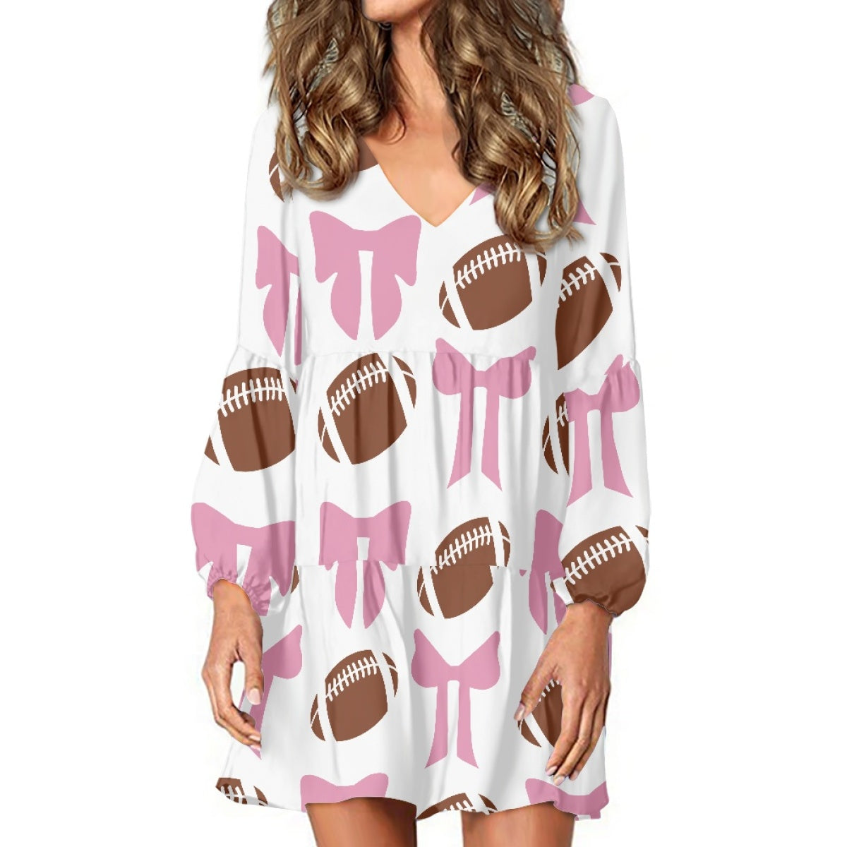 Pink Bow Rugby Long Sleeve Dress