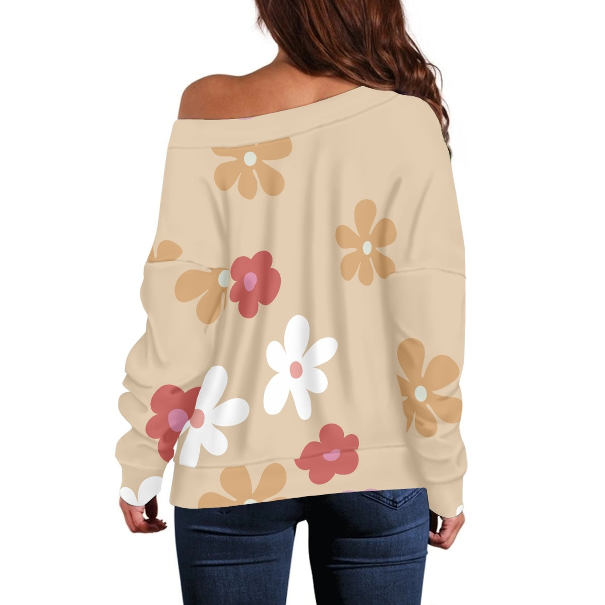 Khaki Bottom Colorful Flower Long Sleeve Raglan Top