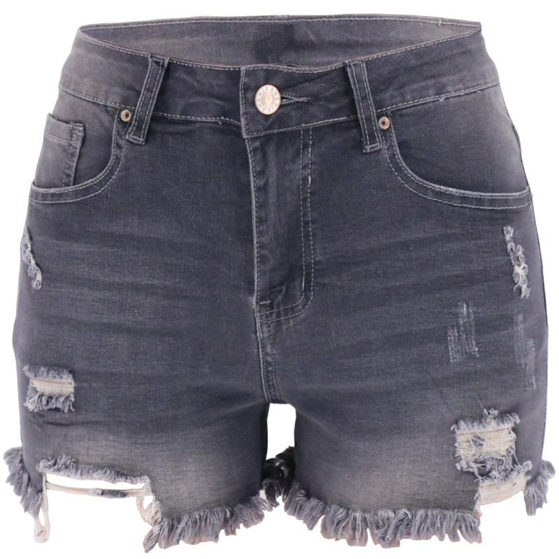 High Rise Distressed Denim Shorts Women Light Blue