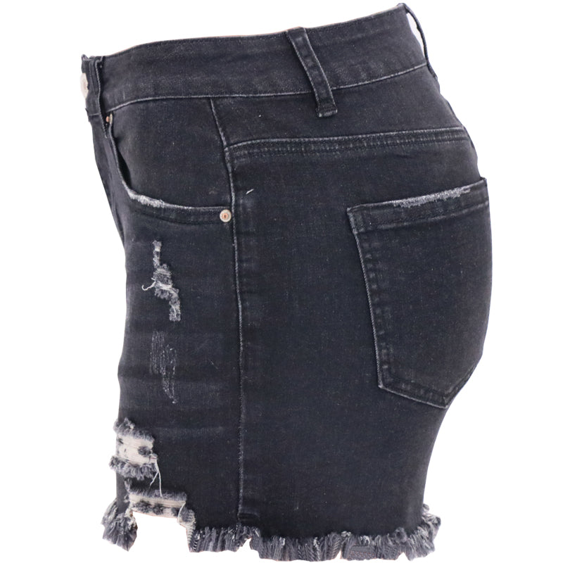 High Rise Distressed Denim Shorts Women Light Blue