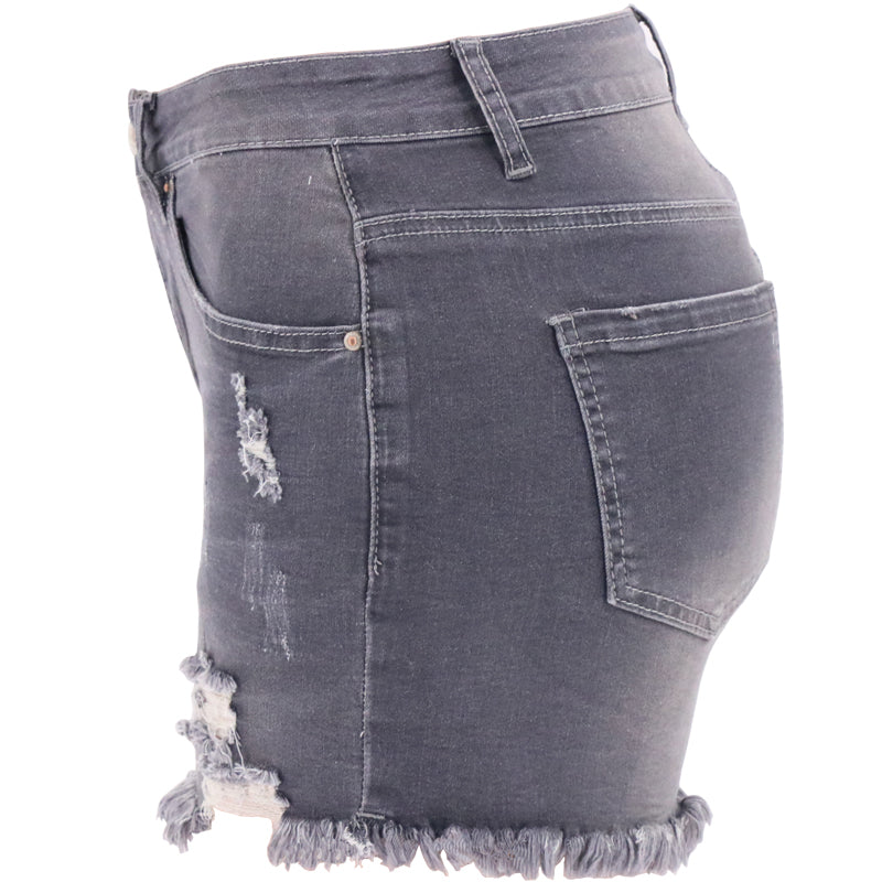 High Rise Distressed Denim Shorts Women Light Blue