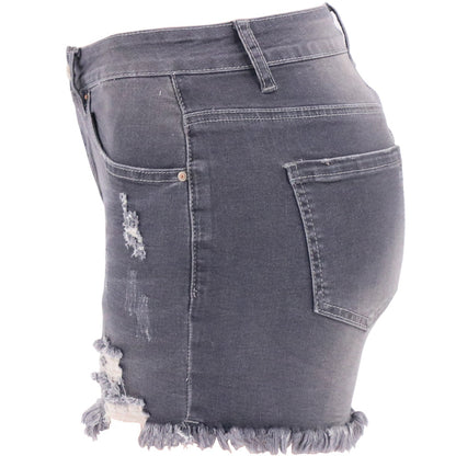 High Rise Distressed Denim Shorts Women Light Blue