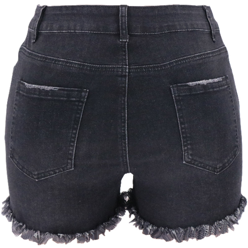 High Rise Distressed Denim Shorts Women Light Blue