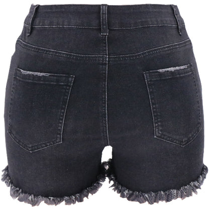 High Rise Distressed Denim Shorts Women Light Blue