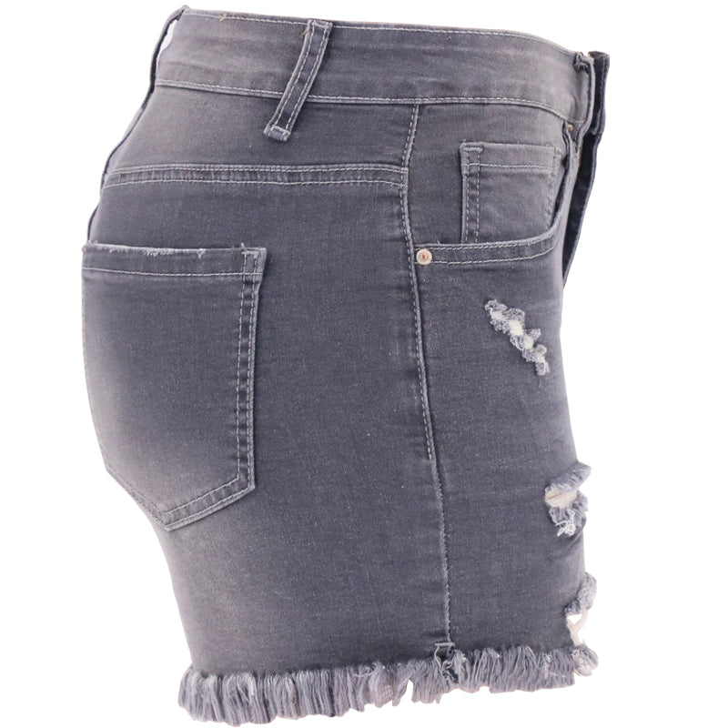 High Rise Distressed Denim Shorts Women Light Blue