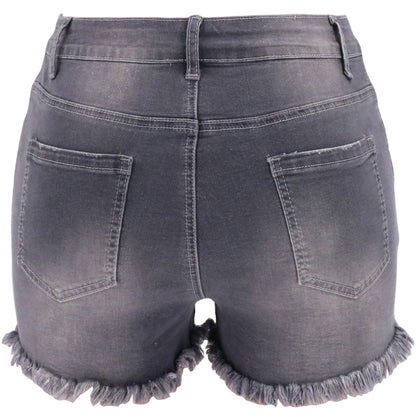 High Rise Distressed Denim Shorts Women Light Blue