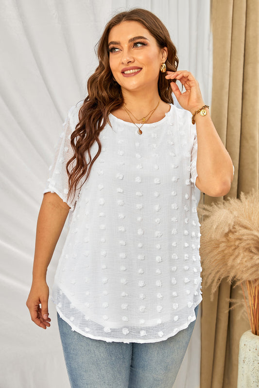 Summer Blouse Dot Casual Crewneck Short Sleeve T-Shirts