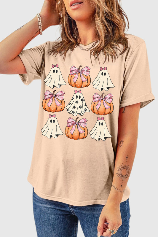 Bow Knot Ghost Pumpkin Halloween T-Shirt