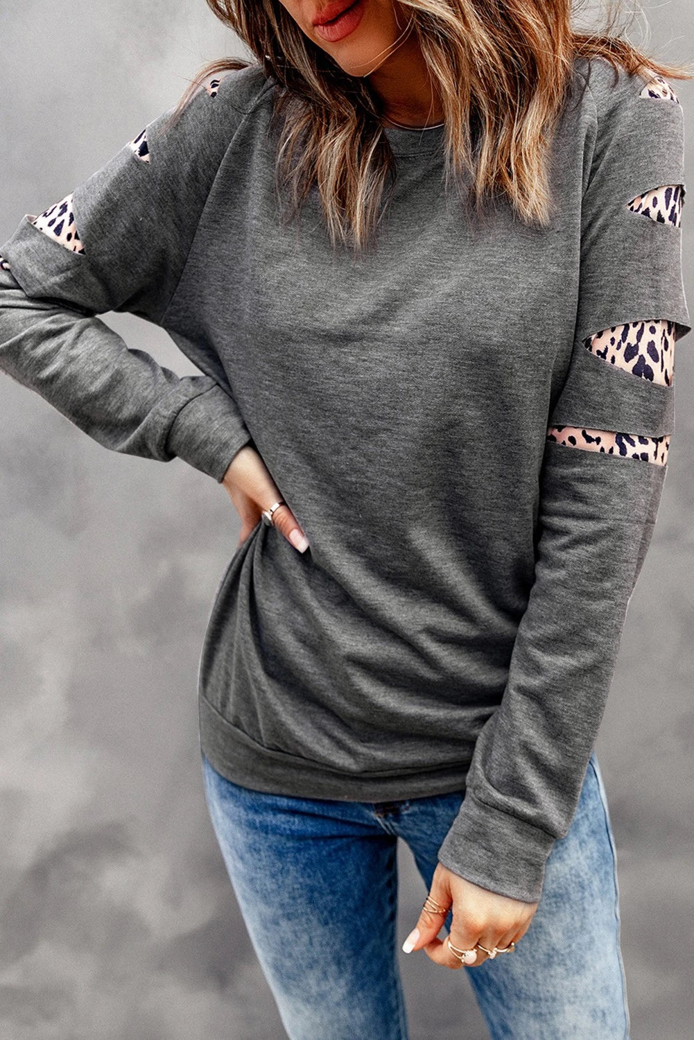 Leopard Insert Black Sweatshirt