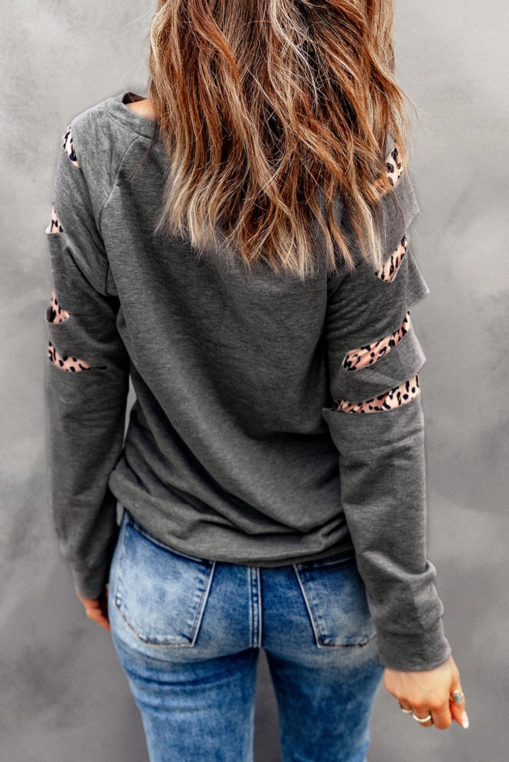 Leopard Insert Black Sweatshirt