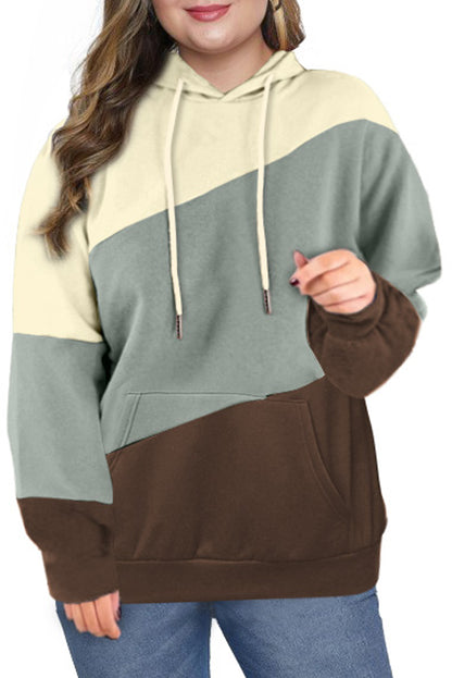 Fashion Long Sleeve  Color Block Hoodie Top Sweatshirts