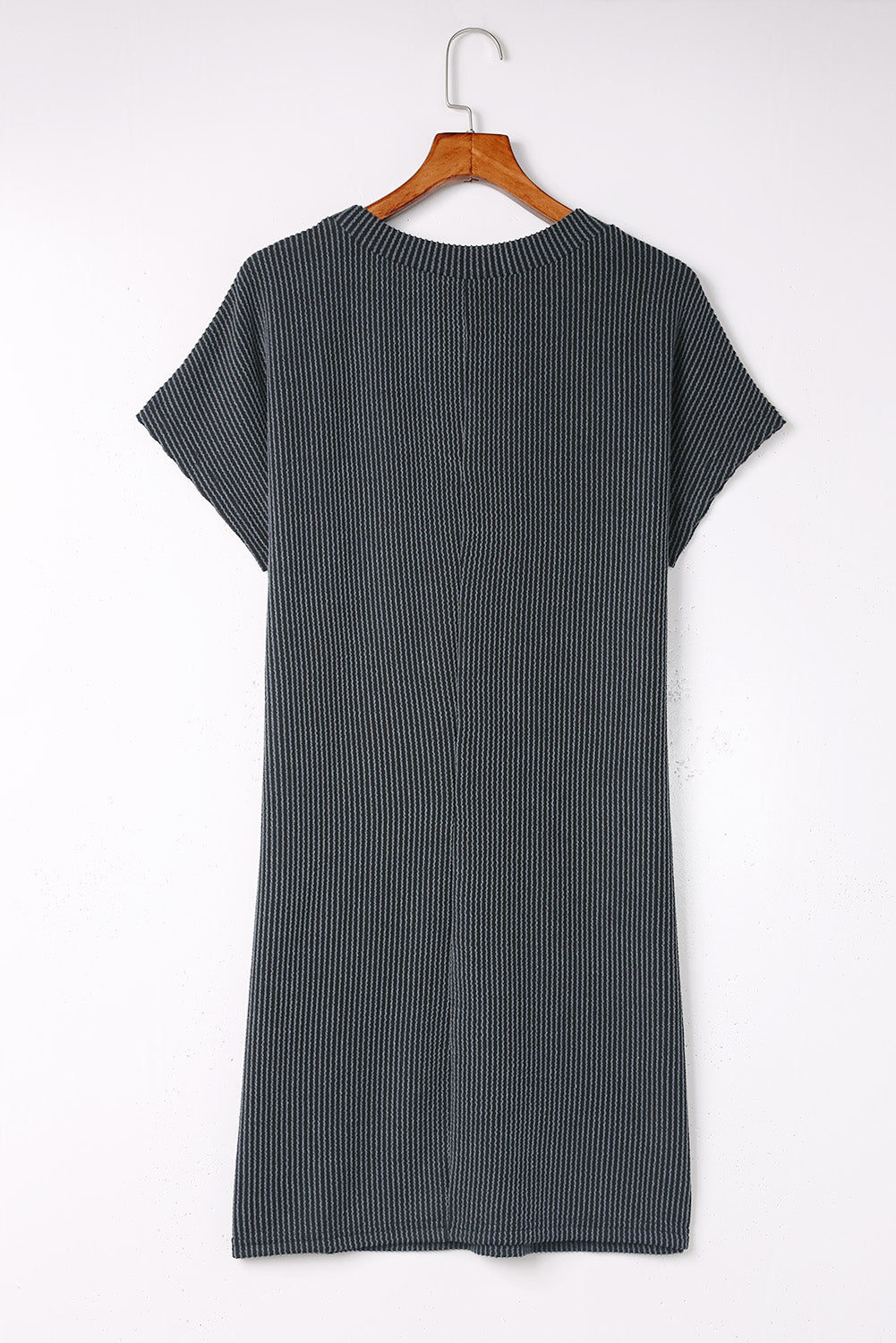 Striped Ribbed Knit Pocket T-Shirt Dress for Women