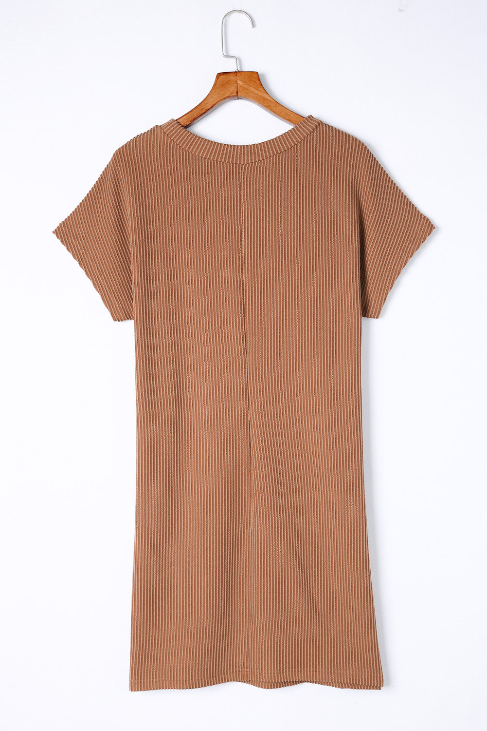 Striped Ribbed Knit Pocket T-Shirt Dress for Women