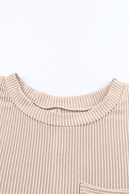 Striped Ribbed Knit Pocket T-Shirt Dress for Women