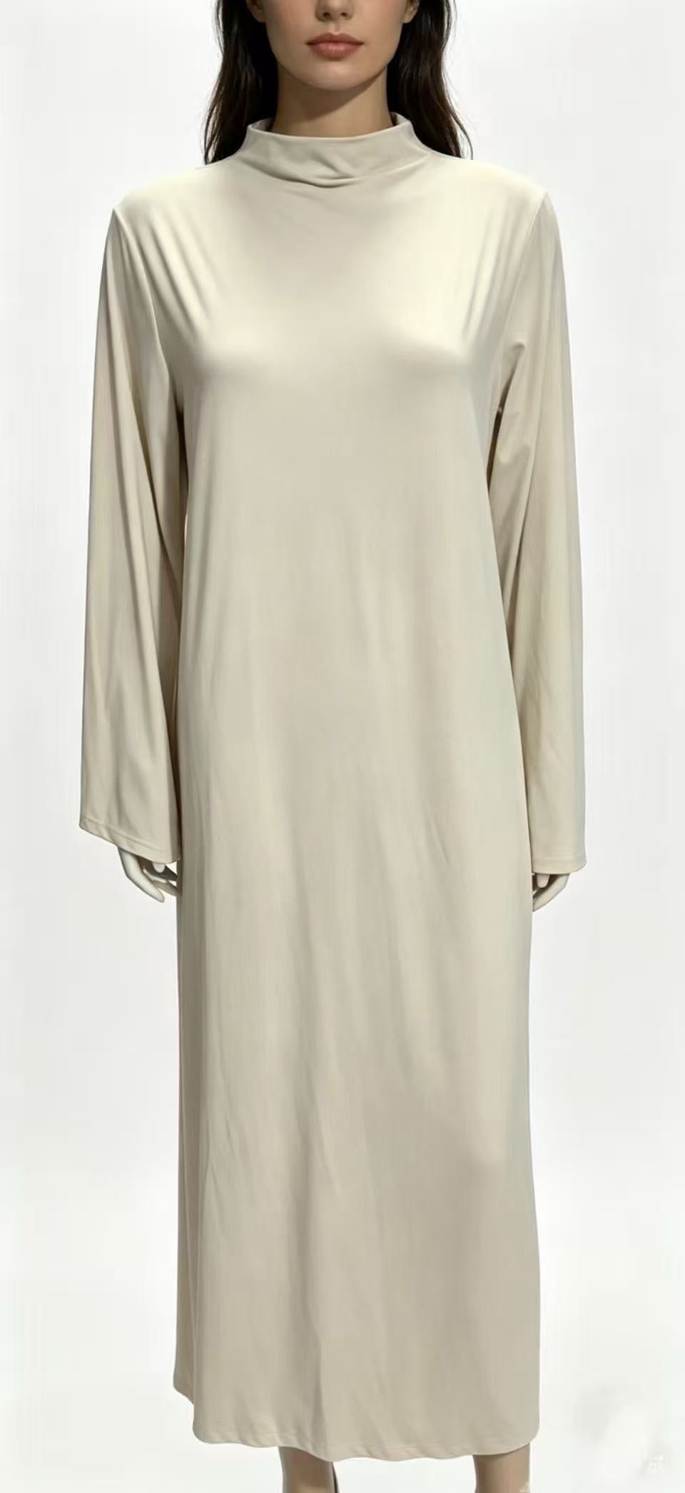 Women's Mock Neck Long Sleeve Knit Maxi Dress