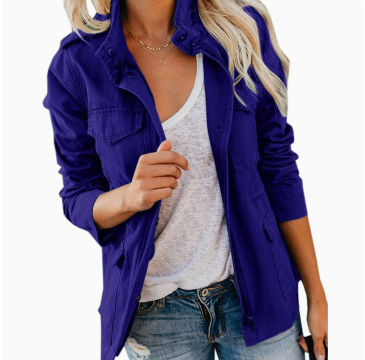Women's Utility Jacket Zip Up Cargo Pockets Lightweight