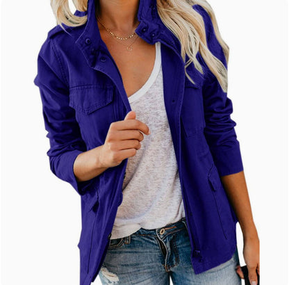 Women's Utility Jacket Zip Up Cargo Pockets Lightweight