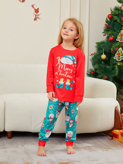 Santa Cane Alphabet Parent-child Printed Christmas Pajamas