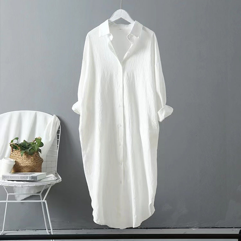 Women's Oversized Cotton Linen Button Down Tunic