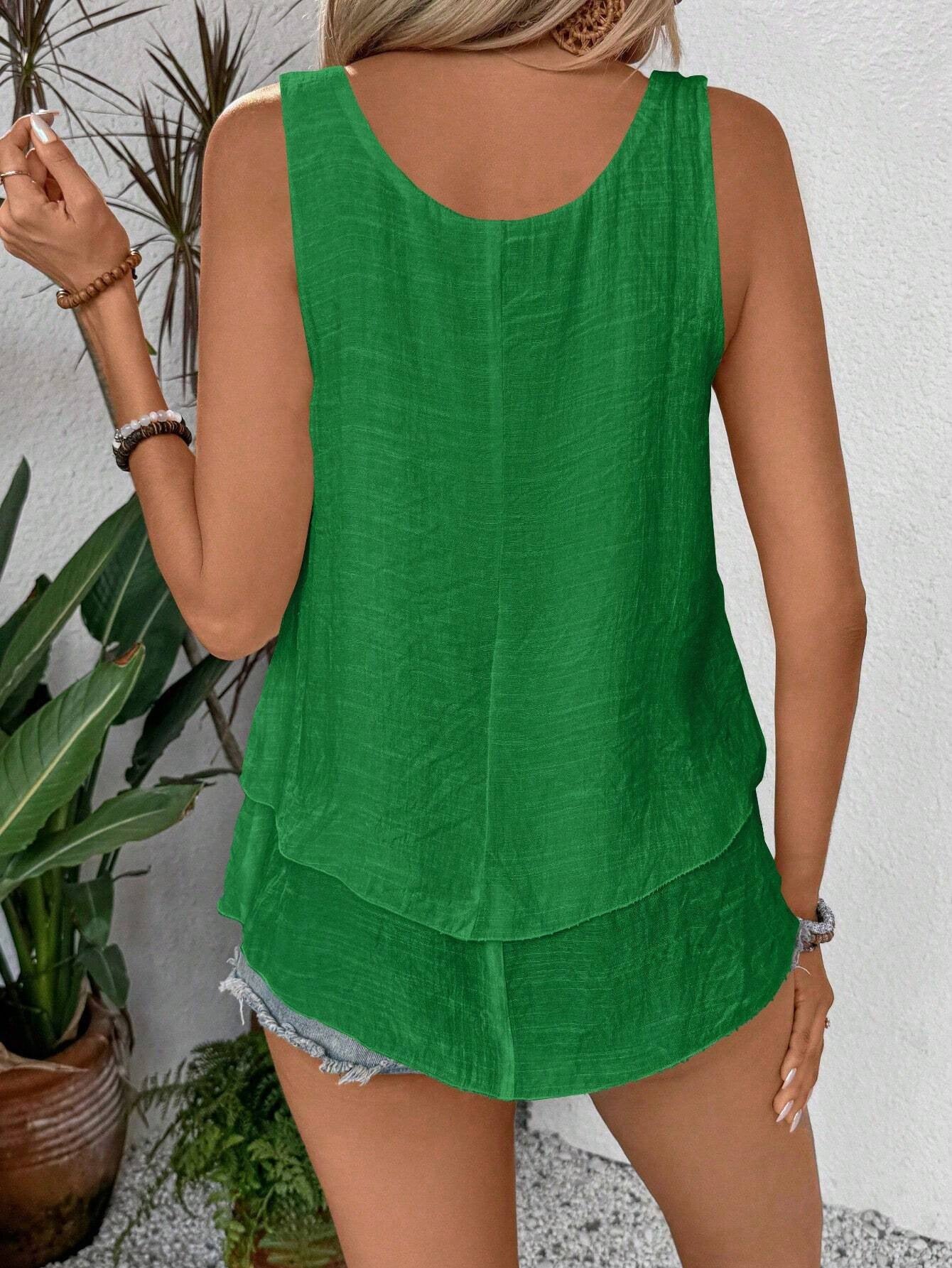 Layered Ruffle Sleeveless Flowy Tank Top
