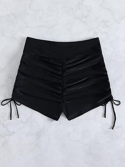 Women's High-Waist Ruched Bikini Shorts – Summer Swim Bottoms