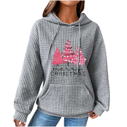 Women's Oversized Waffle Knit Christmas Hoodie