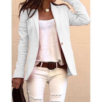 Women's Slim Fit Solid Blazer Long Sleeve Office Jacket