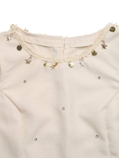 Elegant Tweed Two-Piece Set Shell Lace Top & Mini Skirt