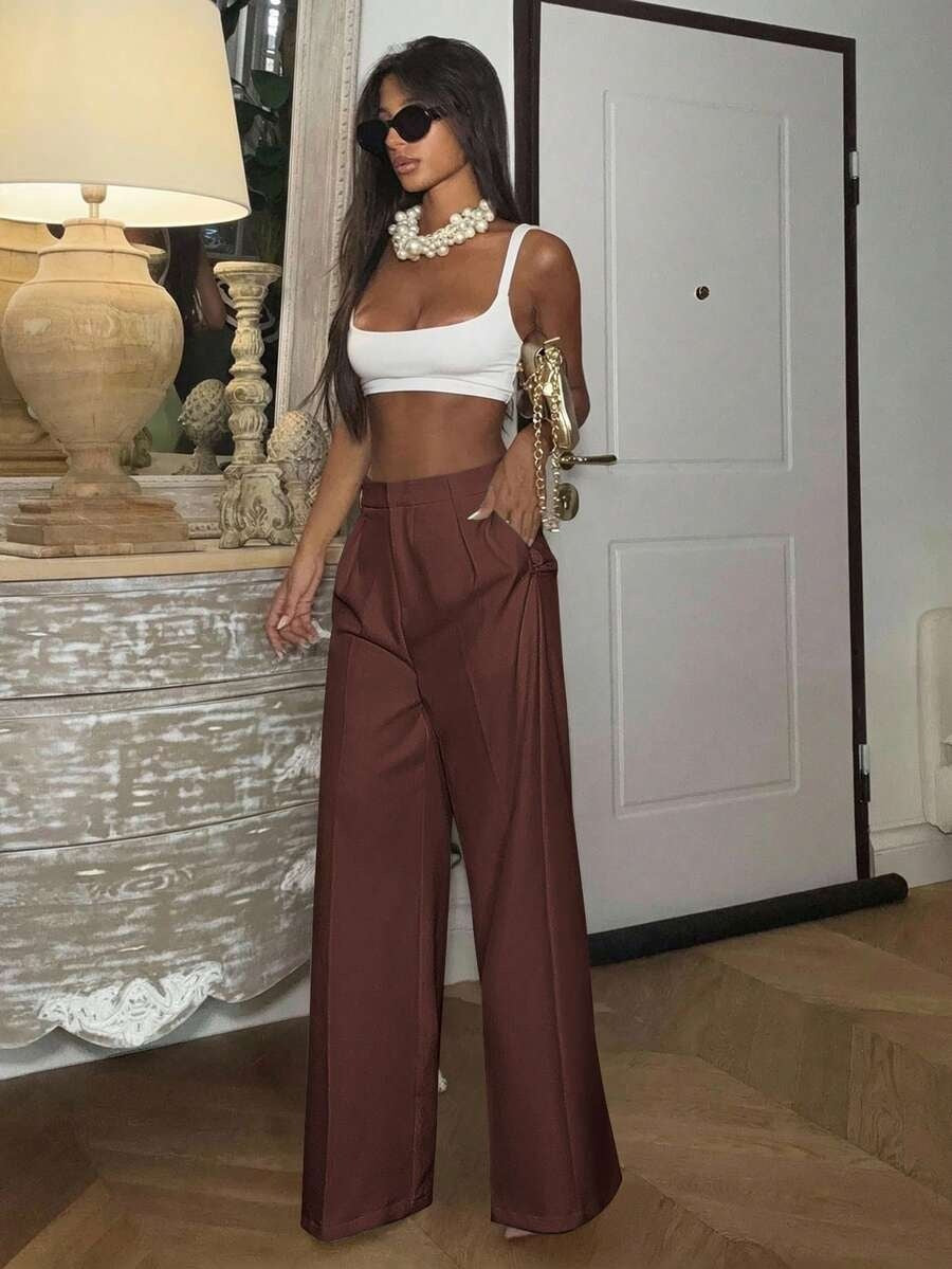 High Waisted Wide Leg Dress Pants Casual Work Trousers