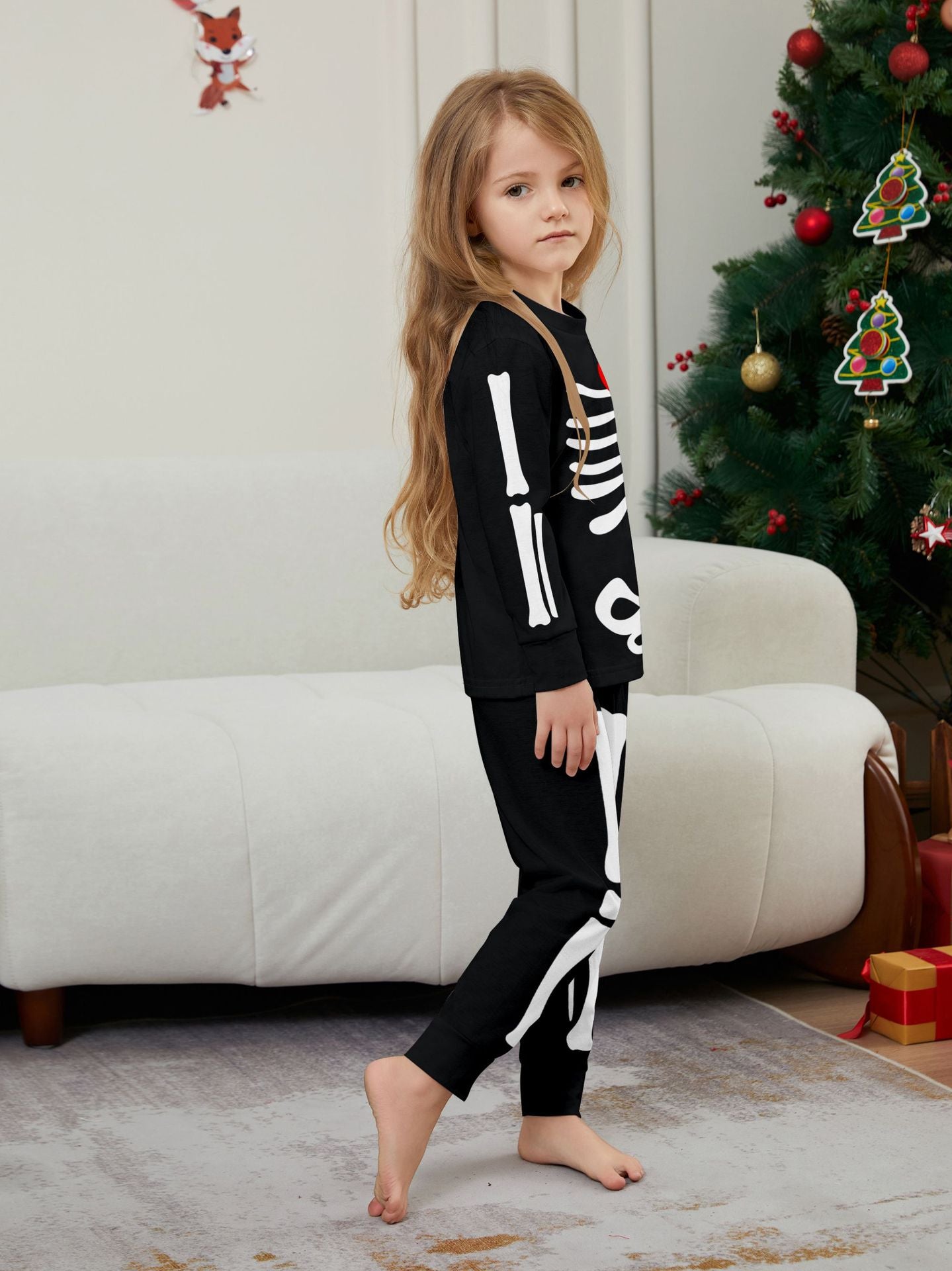 Skull Bow Halloween Parent-Child Dress Printed Pajamas