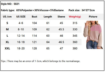 Color Block Ribbed Knit Hoodie Long Sleeve Sweatshirt