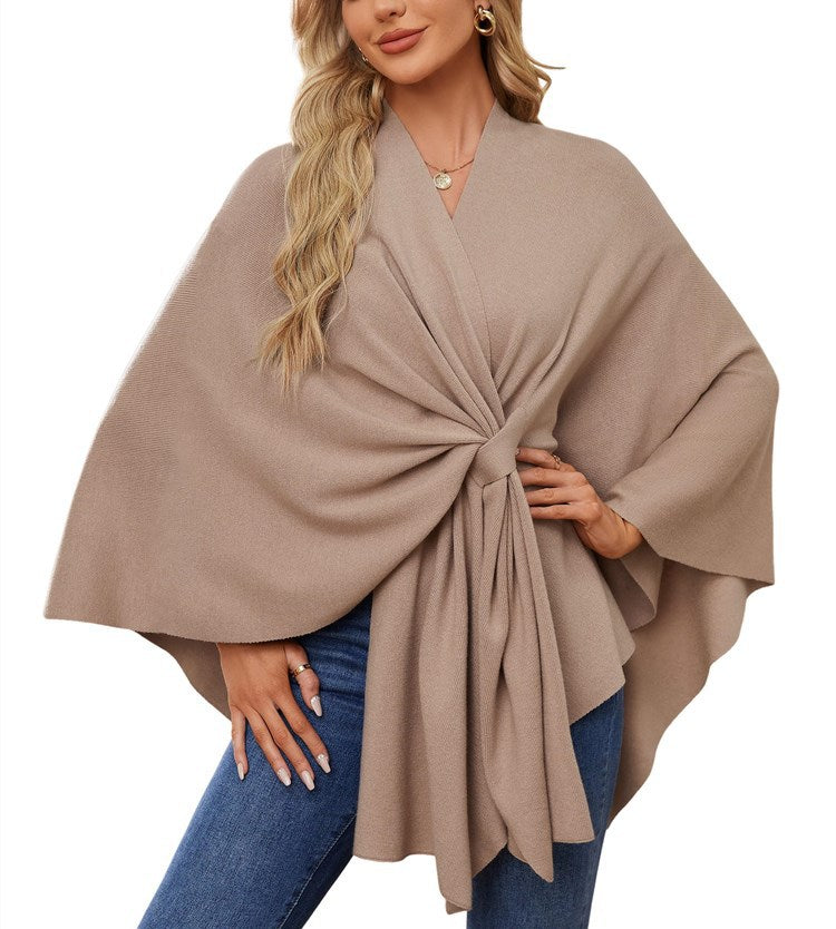 Women's Soft Batwing Cape Wrap Poncho Sweater