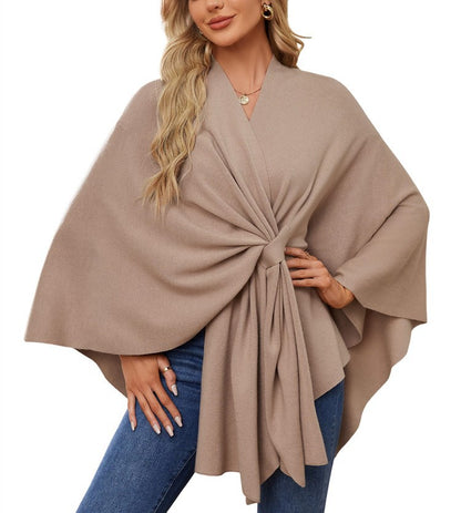 Women's Soft Batwing Cape Wrap Poncho Sweater