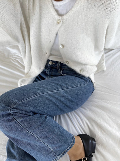 Soft Wool Blend Knit Cardigan Women Button Front Sweater