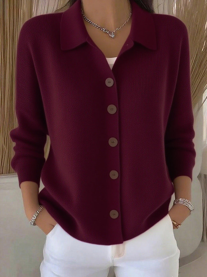 Women's Collared Button Down Knit Cardigan Sweater