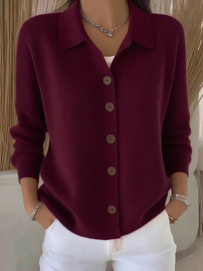 Women's Collared Button Down Knit Cardigan Sweater
