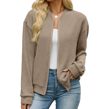 Women's Oversized Zip Up Jacket Casual Long Sleeve