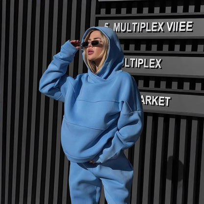 Women's Oversized Patchwork Hoodie & Pants Lounge Set