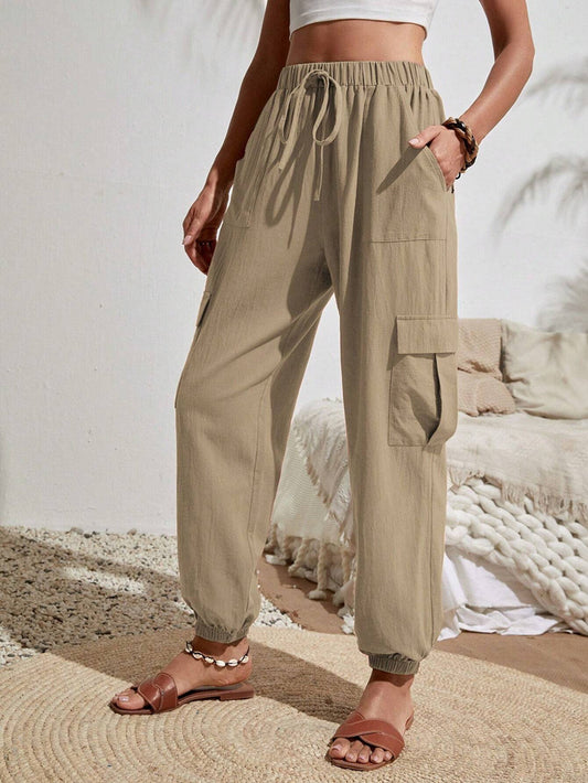 Spring/Summer Solid Color Pocket Casual Work Pants