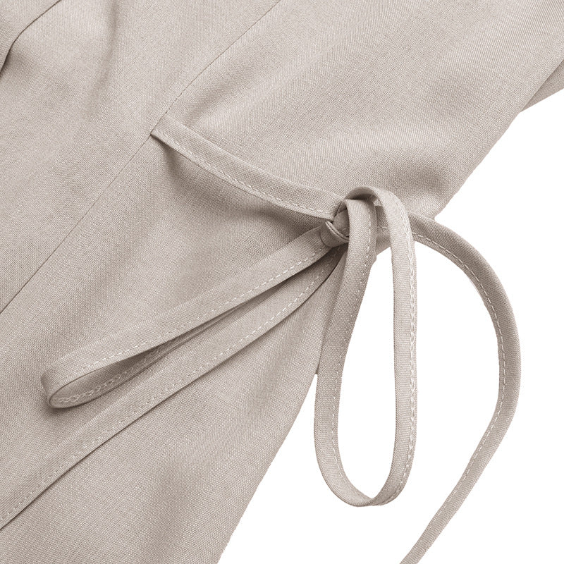 Linen Look Midi Dress Button Front Sleeveless Shirt
