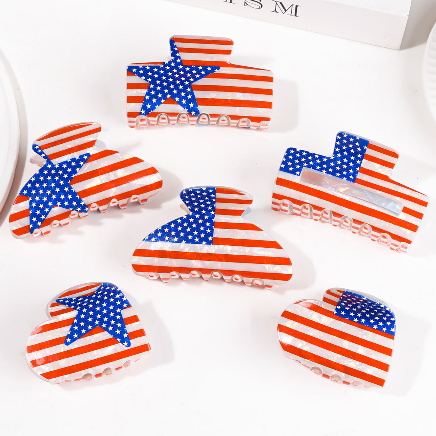 4th of July American Flag Hair Claw Clip