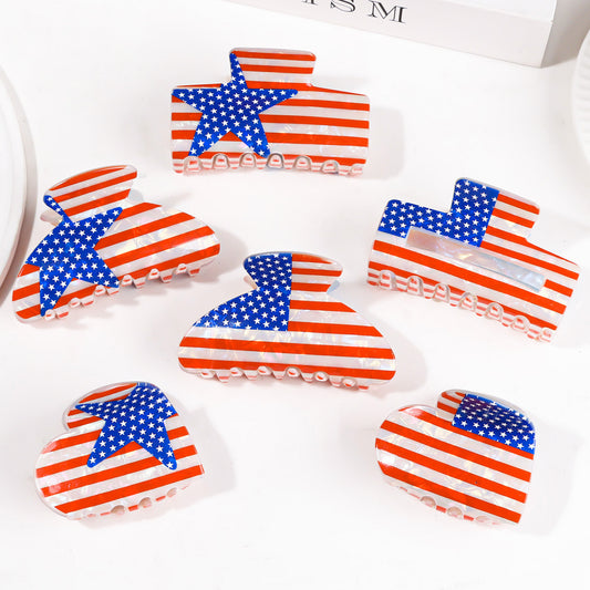 4th of July American Flag Hair Claw Clip