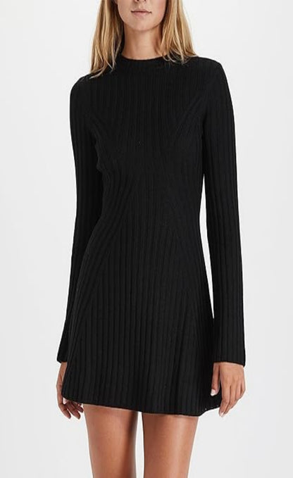 Women's Long Sleeve Ribbed Sweater Dress A-Line Casual