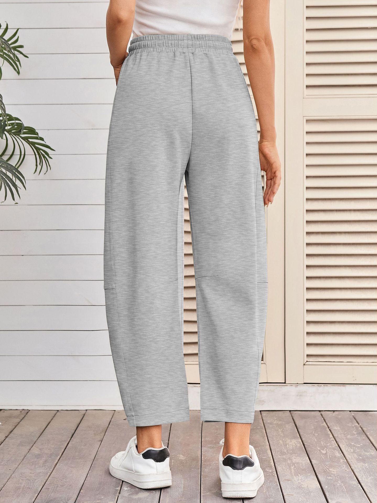 Drawstring Pocket Cropped Jogger Pants Casual Street Style