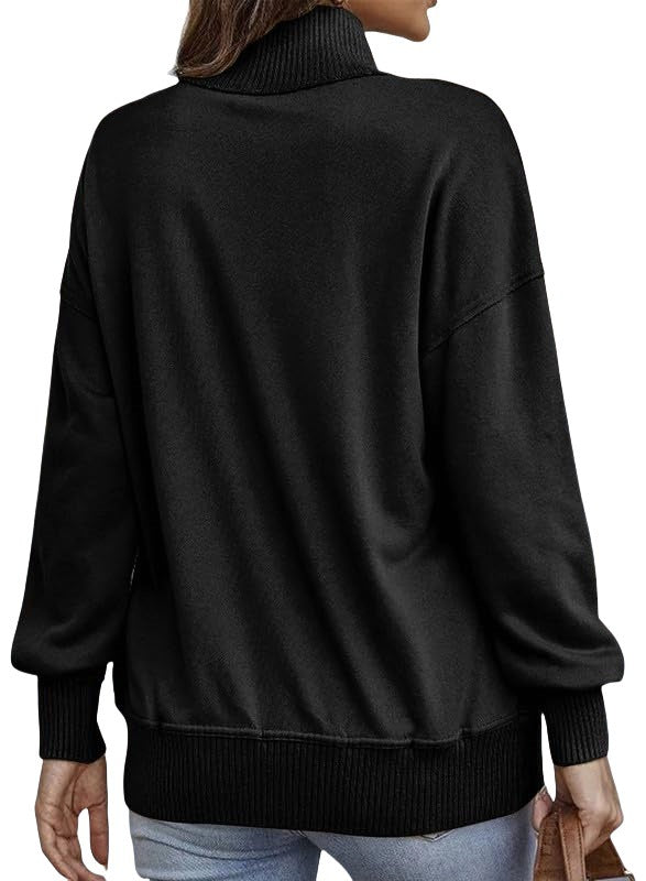 Women's Oversized Button Sweatshirt with Pocket