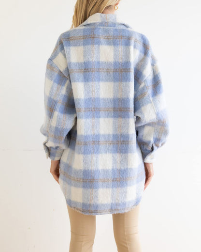 Plaid Mohair Shacket Jacket Oversized Wool Blend Coat