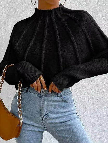Women's Mock Neck Batwing Sleeve Knit Sweater
