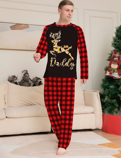 Deer Alphabet Christmas Parent-Child Package Printed Christmas Pajama Set