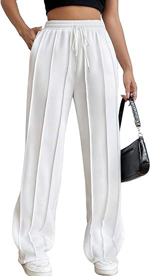 High Waist Cotton Wide Leg Drawstring Pants